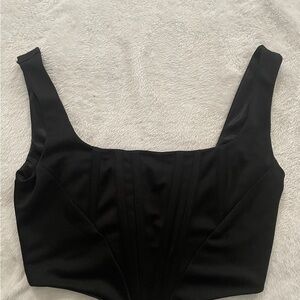 Black Sleeveless Corset Crop Top